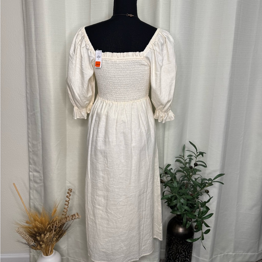 GAP Cream Short Puff Sleeve Dress - Picture 4 of 14